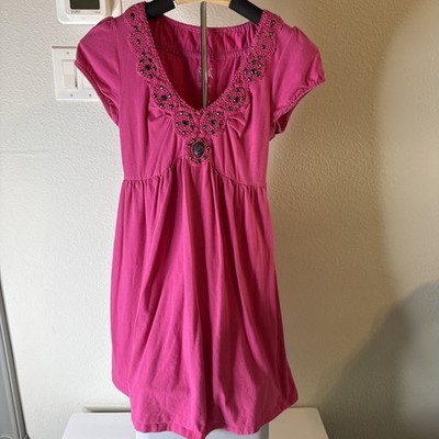 Rock 47 by Wrangler Women s Tunic Dress Sleeveless w/ Beaded Detail Pink Size M
