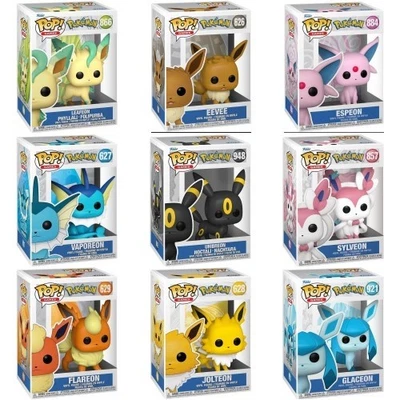 Funko Pop! Games Pokemon 9 PC Complete EEVEE Evolutions set W/Protectors Jolteon