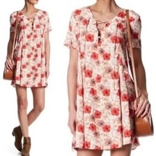 ASTR the Label Pink & Orange Floral Shirt Dress Women's Size Medium