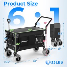 Heavy Duty Folding Wagon Cart 600LBS Capacity 400L Large Outdoor Utility Wagon