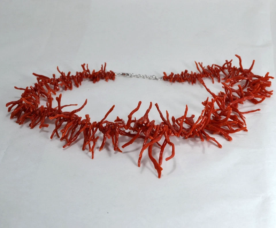 COLLANA IN ARGENTO 925 CON FRANGIA CORALLO ROSSO MEDITERRANEO SCURA AGLN 048 - Immagine 4 di 4