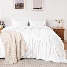 White Super Soft Duvet Cover King Size, 3 Pcs Prewashed Microfiber Cotton-Lik...
