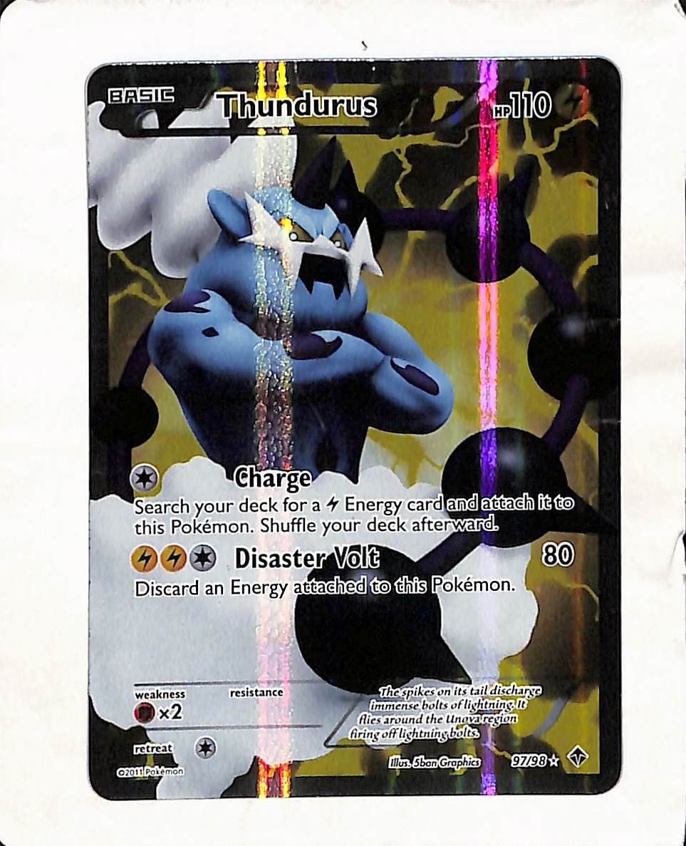 Thundurus full art 97/98 Emerging Powers Holo rare pokemon TCG damaged DMG