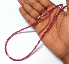 Dainty 2-3MM pink Jade Faceted Round Gemstone Beads Girls  Women Necklaces 18''