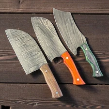 11"Fire Storm Damascus Blade cleaver set of 3 For Hunting TX 754