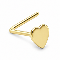 Herz-Nasenstecker Aus 9-KaräTigem Gold, Massiv, 22 G (0,6 Mm), Echter...