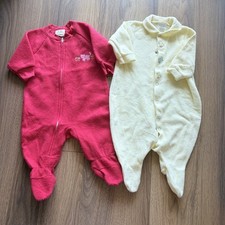 Vintage Carters 3-6M Footed Pajama Lot 2 Ducks Kitty Fleece Terry Cloth