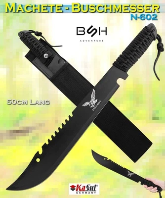 BSH ABENTEUER Machete N-602 Black | Hackmesser Outdoormesser Buschmesser Messer 50cm Camping