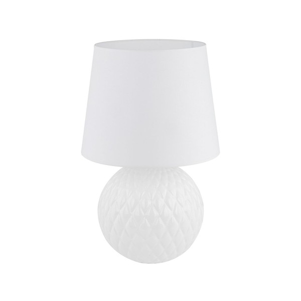 Tischleuchte Nachttisch Wohnzimmer Ø 38 Cm 60 Cm Hoch Weiß Glas Stoff Lampe-image