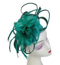 Women's Loops Flower Feather Fascinator Headband & Clip Wedding Race Royal Ascot