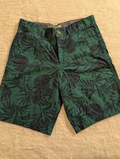 Cat  Jack Boys Shorts Size 12 Green Tropical Leaf Print Flat Front Casual