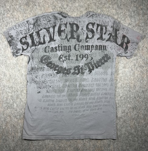 Y2K Silver Star T-Shirt XL AOP Georges St Pierre GSP Gray Metallic UFC MMA USA - Picture 9 of 10