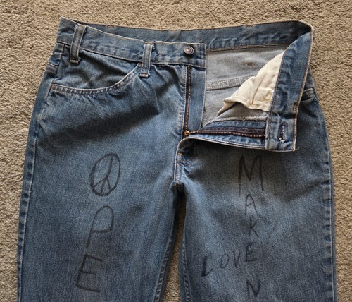 Vtg 70s Levis Bell Bottom Jeans 684-0217 Big Bell Flare Orange tab USA 31x32 - Picture 3 of 19