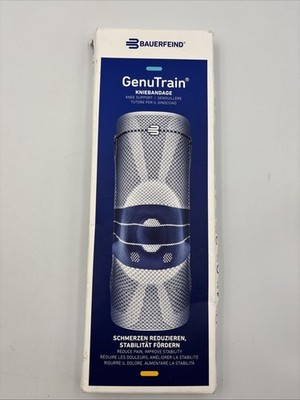 Bauerfeind GenuTrain Knee Support Size 6 Titan/Blue New Open Box