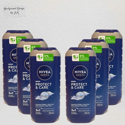 6x 250ml Nivea Men Protect & Care 3in1 Pflegedusche Körper Gesicht Haar Dusche