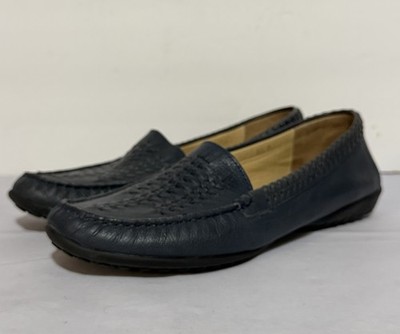 VANELi Pebbled Leather Driving Loafers - Made in Ethiopia - Size 8.5 M Blue