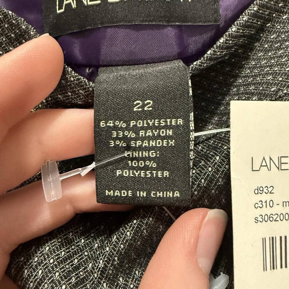NUEVO CON ETIQUETAS Lane Bryant Mujer’s Talla Grande 22 Falda Gore Forrada Gris Negro Carrera Elástica Foto 4 de 4