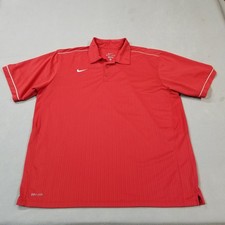 Nike Polo Shirt Mens Size XL Red Golf Short Sleeve White Swoosh Dri-fit