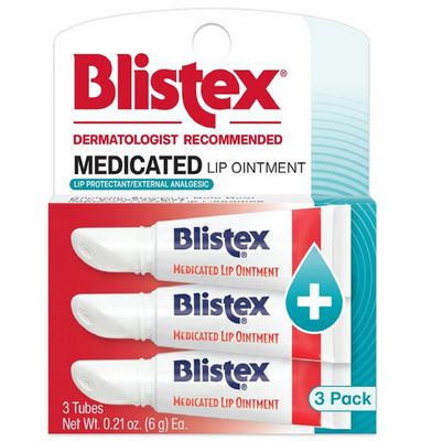 Blistex Medicated Lip Ointment 3 Count, 0.21 Oz. Relieves Cold Sores & Helps Hea