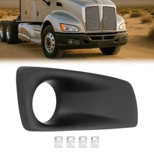 RH Black Fog Light Trim Cover For Kenworth T660 2008-2015 Front Passenger Side
