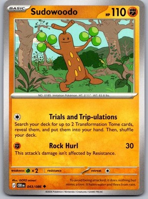 SUDOWOODO 043/086 UC CHAOS RISING POKEMON NM/M