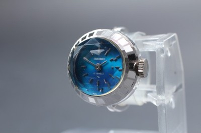 Near MINT] SEIKO Ring Watch 11-0290 18mm blue Dial Mechanical