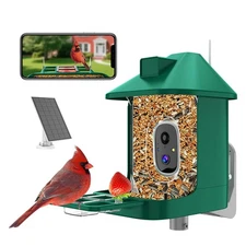 Bird Feeder with Camera,2K Live View,WiFi Smart Bird House with Cam Solar Pow...