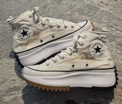 Converse Run Star Hike Damen Plateau Sneaker weiß Canvas UK 5 klobige Sohle