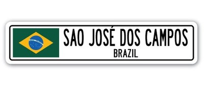 SAO JOSE DOS CAMPOS BRAZIL Street Sign Brazilian flag city country road gift