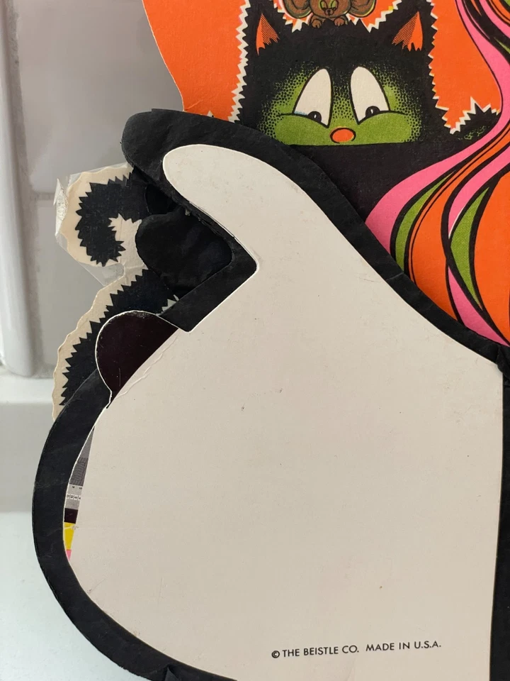 Centro de mesa vintage Beistle Halloween bruja caldero luna gato panal decoración Foto 2 de 4