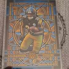 Panini 2025 Mosaic Kaleb Johnson Pitt 5x7 Oversized Rookie Card STAINED GLASS. rookie card picture