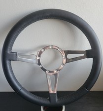 14 Inch Billet Steering Wheel Suit 9 Bolt Boss Black Leather Full Wrap 2e14