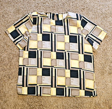 Vtg Studio C Womens 14/16 Multicolor Geometric Round Neck Blouse USA Made