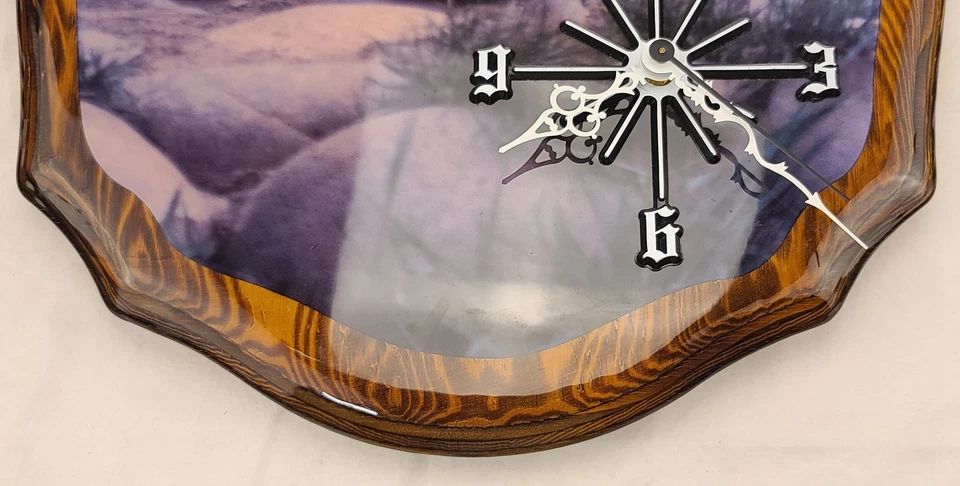 Loren Rothchild Decoupage Wall Clock Tigers Wildlife Art Wood 22x16 Rustic Decor - Image 4 of 4