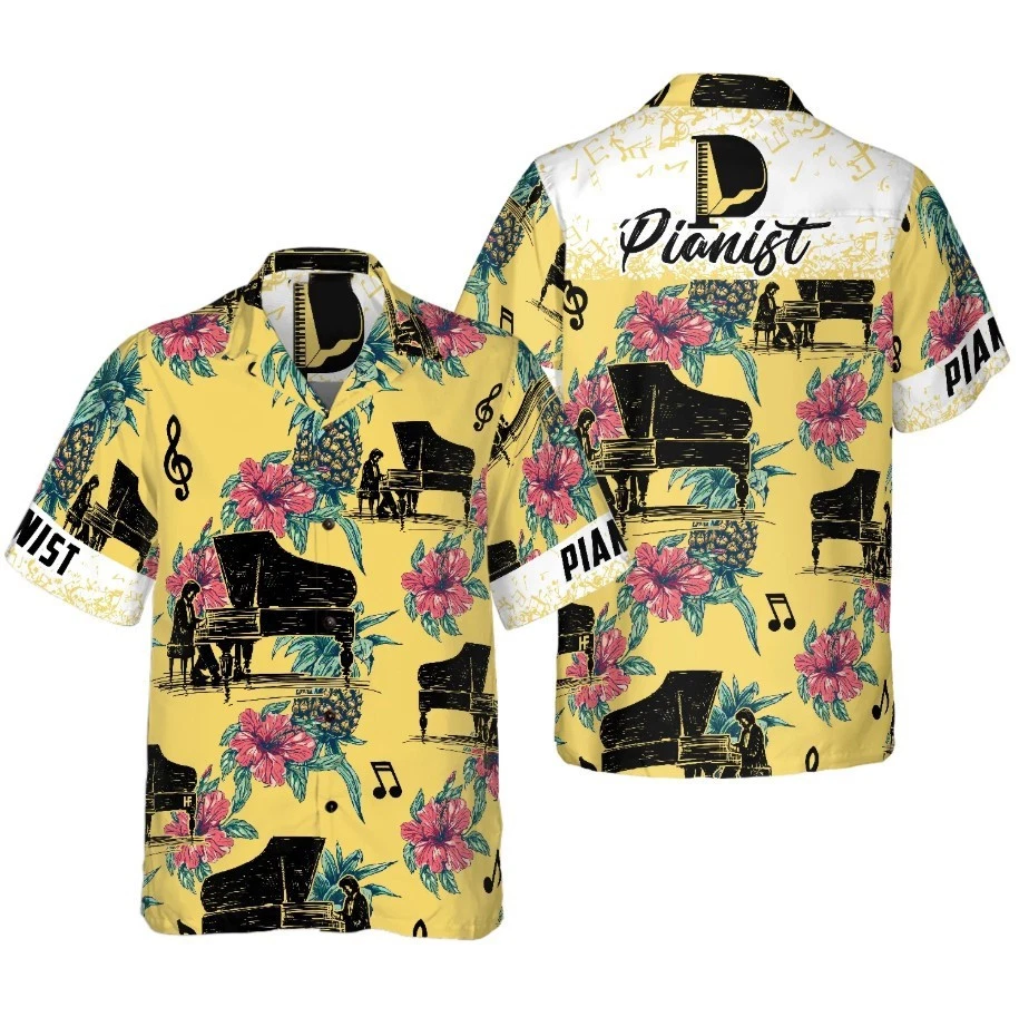 Pianist Pineapple Seamless Pattern Custom Hawaiian Shirt