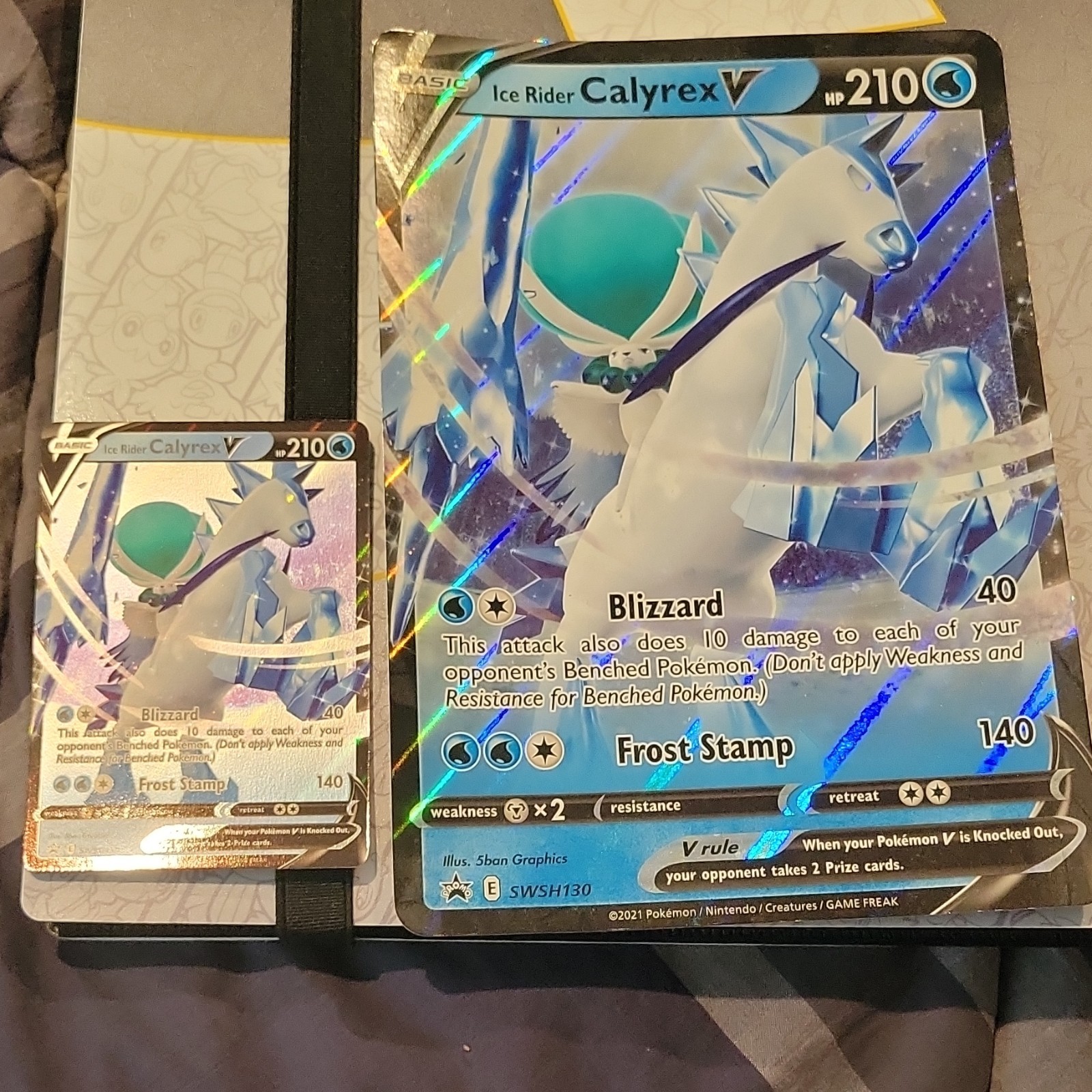 Pokemon TCG Ice Rider Calyrex V SWSH130 2-Card Lot Holo Oversized/Std