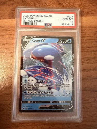 Kyogre v Holo PSA 10 Gem Mint Crown Zenith 037/159