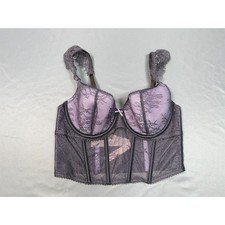 Victoria's Secret Dream Angels Purple Grey Lace Bustier Corset Top Bra Sz Small