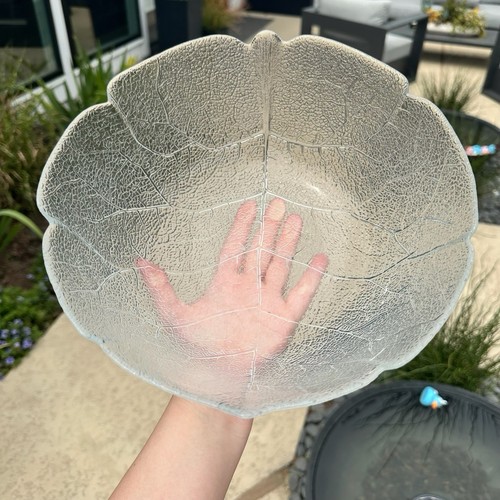 Vintage Arcoroc France 11” Aspen Leaf Clear Textured Large Serving Bowl Salad - Picture 5 of 20
