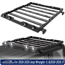 300lb Roof Rack Cargo Rack Wlights For 2018-2026 Jeep Wrangler Jl 2020-2026 Jt