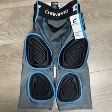 CHAMPRO Boys' Youth Large Bull Rush 7-Pad Compression Girdle – Charcoal/Black