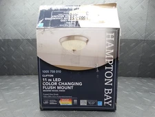 Hampton Bay Clifton 11 in Brushed Nickel Selectable LED Flush Mount HUI8011L-5BN