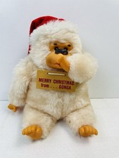 VINTAGE 1970s Russ 9" Plush Doll Merry Christmas Gonga Gorilla Thumb Suck Monkey