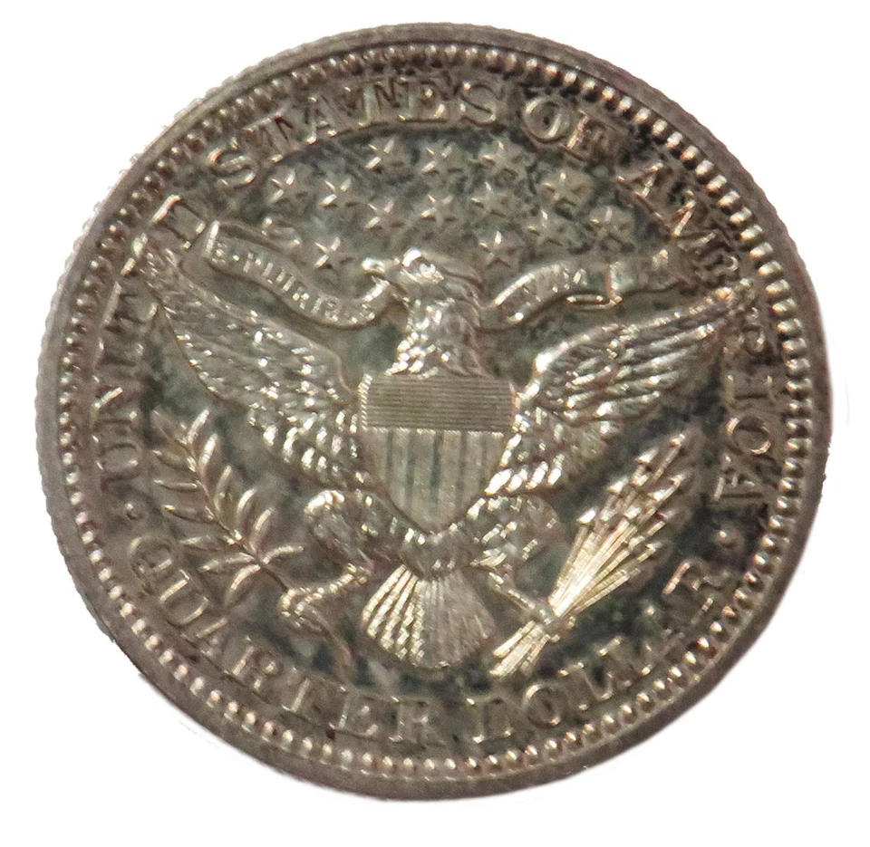 1914 USA PROOF SILVER BARBER QUARTER LOWEST 380 MINTED CHOICE PROOF CAMEO 25c - Image 2 of 2