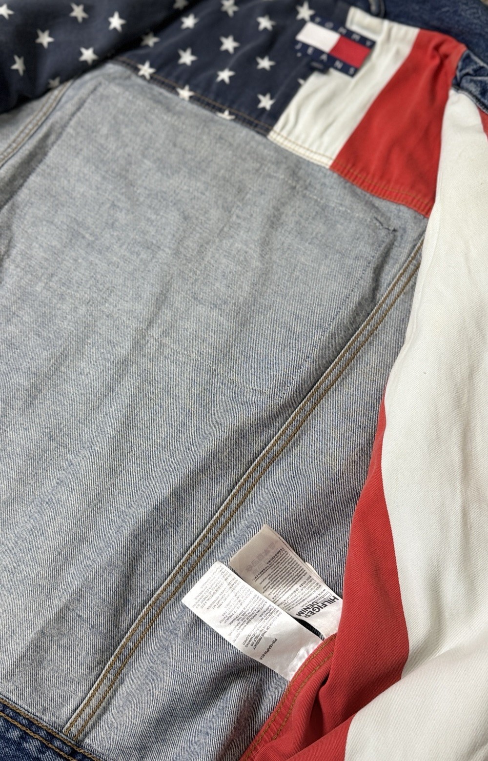 Vintage Rare Tommy Hilfiger Tommy Jeans Logo Button Jacket Flag Lining Men's XS image 6