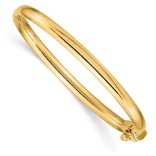 14k Yellow Gold Polished Hinged Safety Clasp Baby Bangle Bracelet