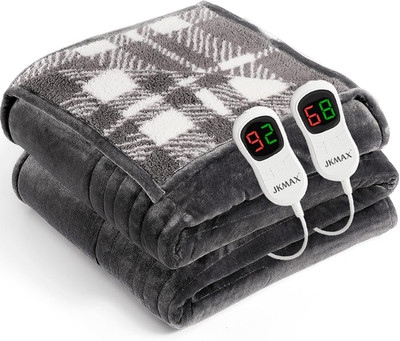 Heated Electric Blanket King Size - 100''X90'' Flannel Heating Blanket with 10 Hea