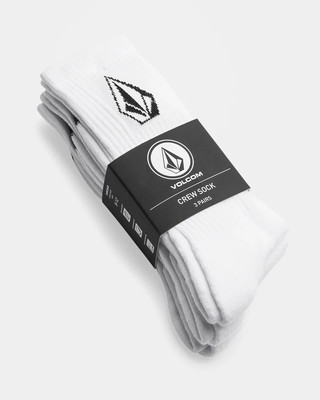 Volcom Full Stone Socken 3er Pack Weiß Herren Logo Baumwollmix Komfort Neu