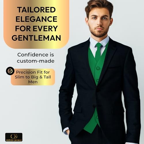 4pc Men's Solid Formal Suit Waistcoat Tuxedo Dress Vest X-Large Emerald Green 4pc Men's Solid Formal Suit Waistcoat Tuxedo Dress Vest X-Large Emerald Green