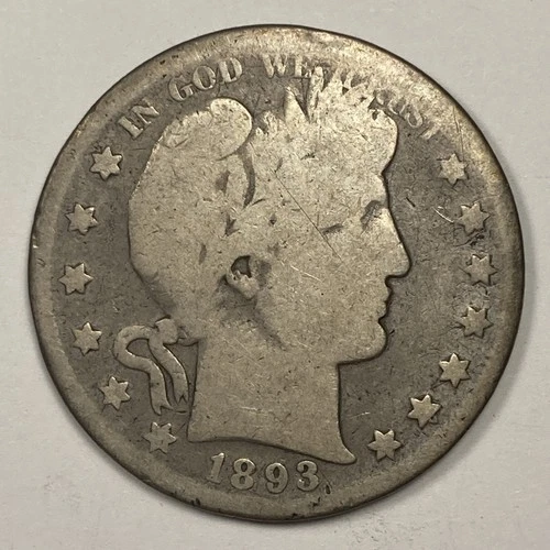 1893-S Barber Half .50. About Good.